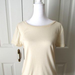 SOUL FLOWER Recycled Tee Shirt Top Size M Organic Cotton Beige Cream Slouch